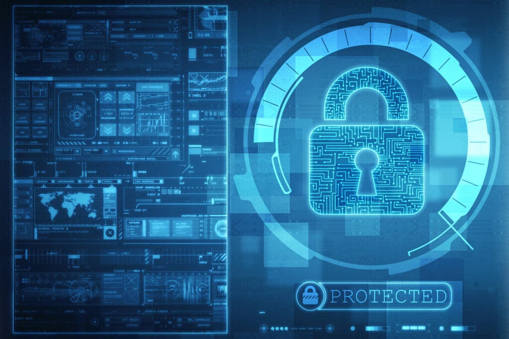 Schloss mit it sicherheit blau grafisch, Netzwerk-Security, Netzwerk-Sicherheit, sicheres Netzwerk